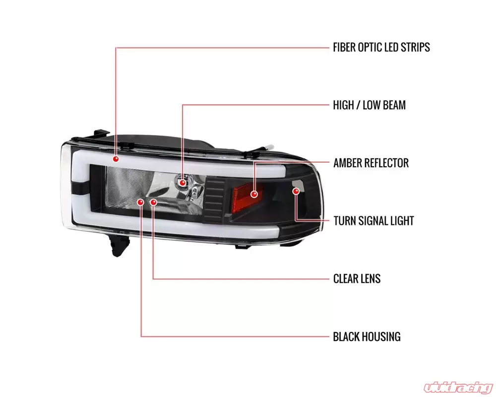 Spec-D Dual LED Bar Factory Style Headlights Matte Black Housing