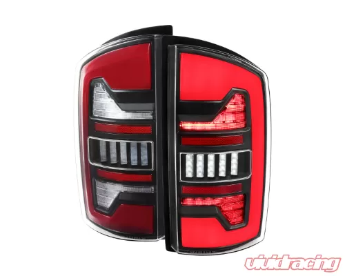 Spec D Full Led Bar Tail Light Matte Black Housing Clear Lens Red Led Bar Dodge Ram