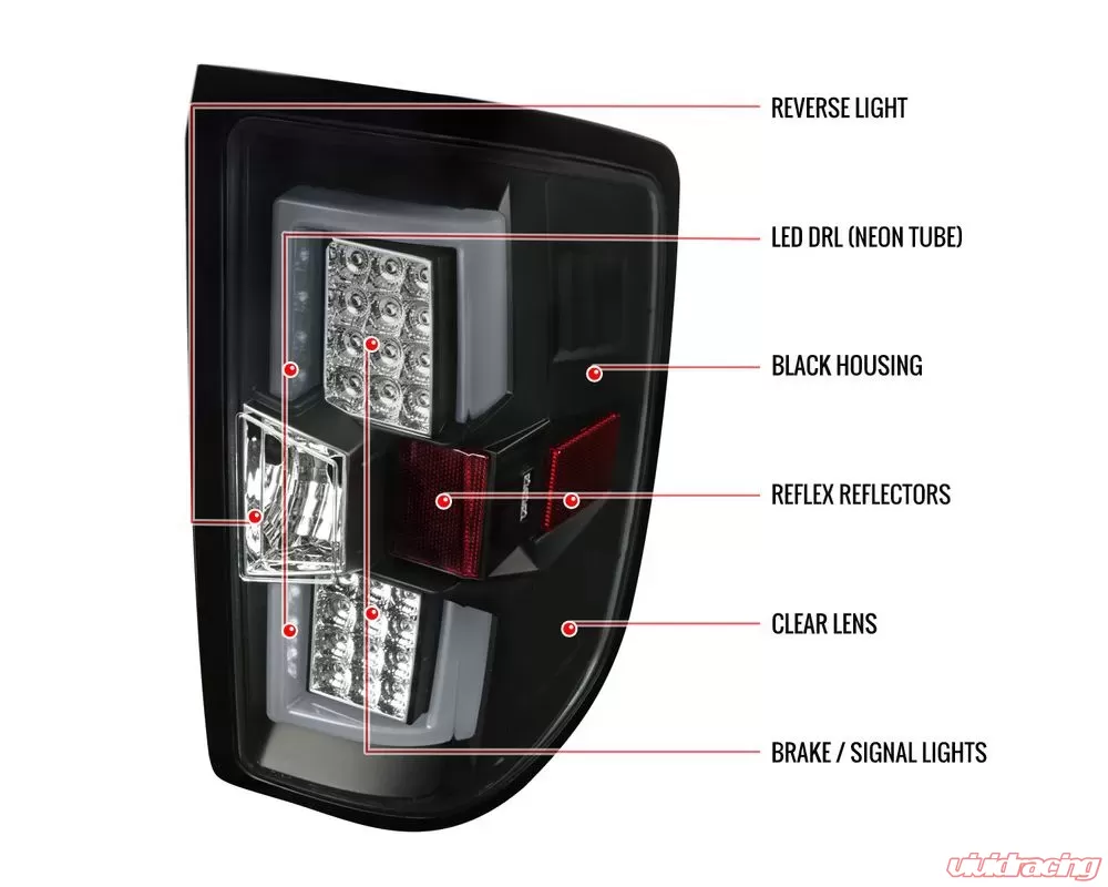 Spec-D LED Taillights (Matte Black Housing/Clear Lens) Chevrolet