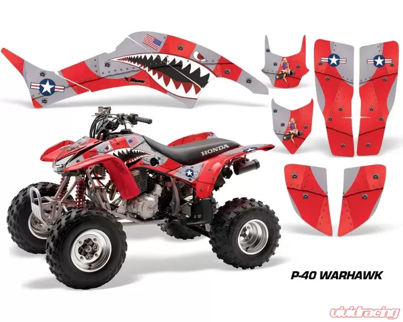 AMR Racing Graphics Kit Decal Quad Sticker Wrap WARHAWK RED Honda
