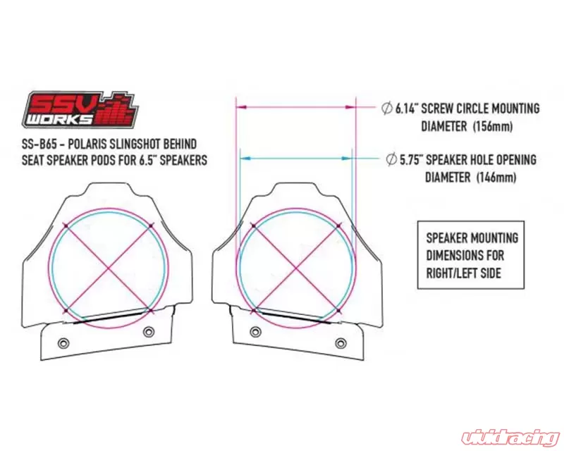 SSV Works 6.5 Inch Behind The Head Speaker Pods w/ WP-A6 120 Watt